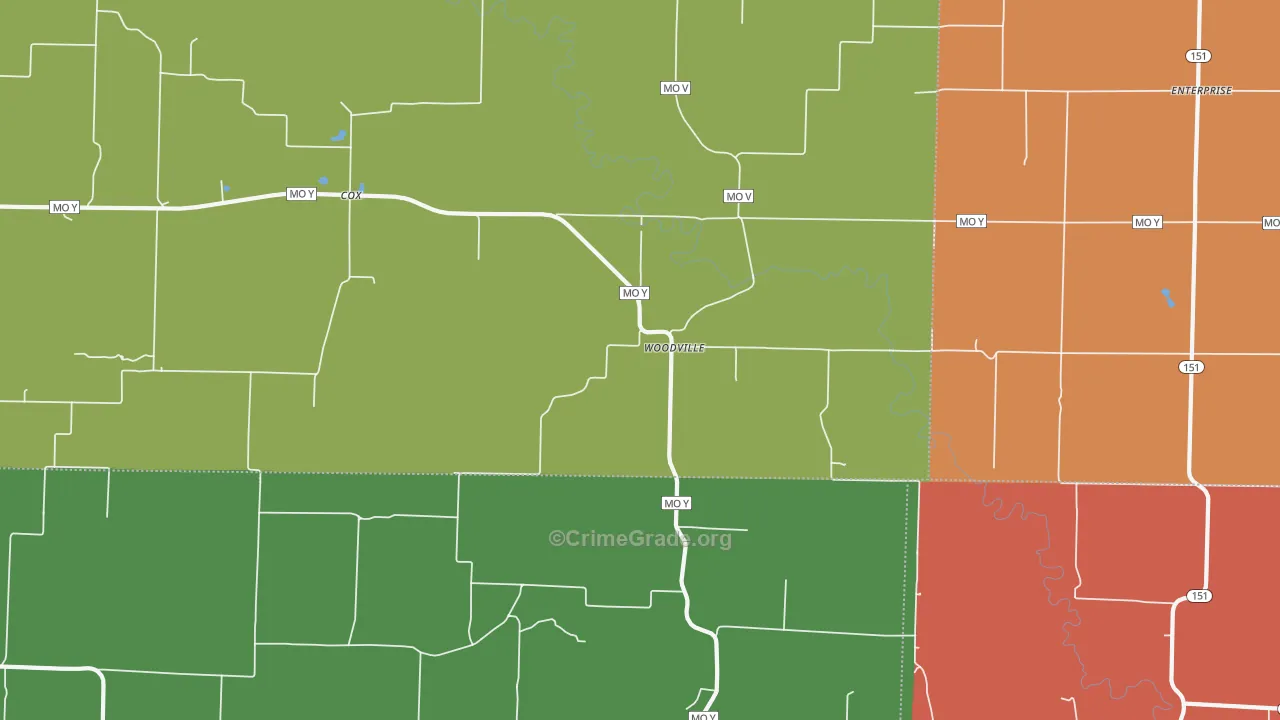 Woodville, MO Map of Drug-Related Crime Rates