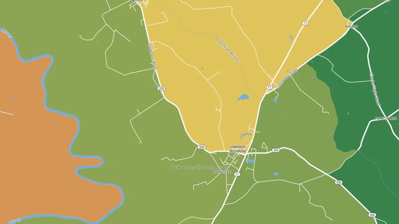 Woodville, NC Map of Drug-Related Crime Rates