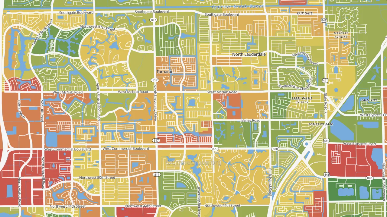 Woodville, North Lauderdale, FL Map of Drug-Related Crime Rates