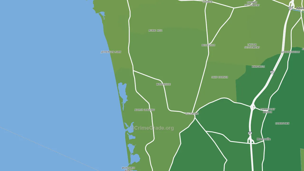 Woodville, NY Map of Drug-Related Crime Rates