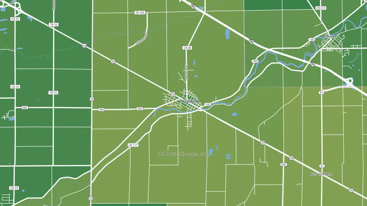 Woodville, OH Map of Drug-Related Crime Rates
