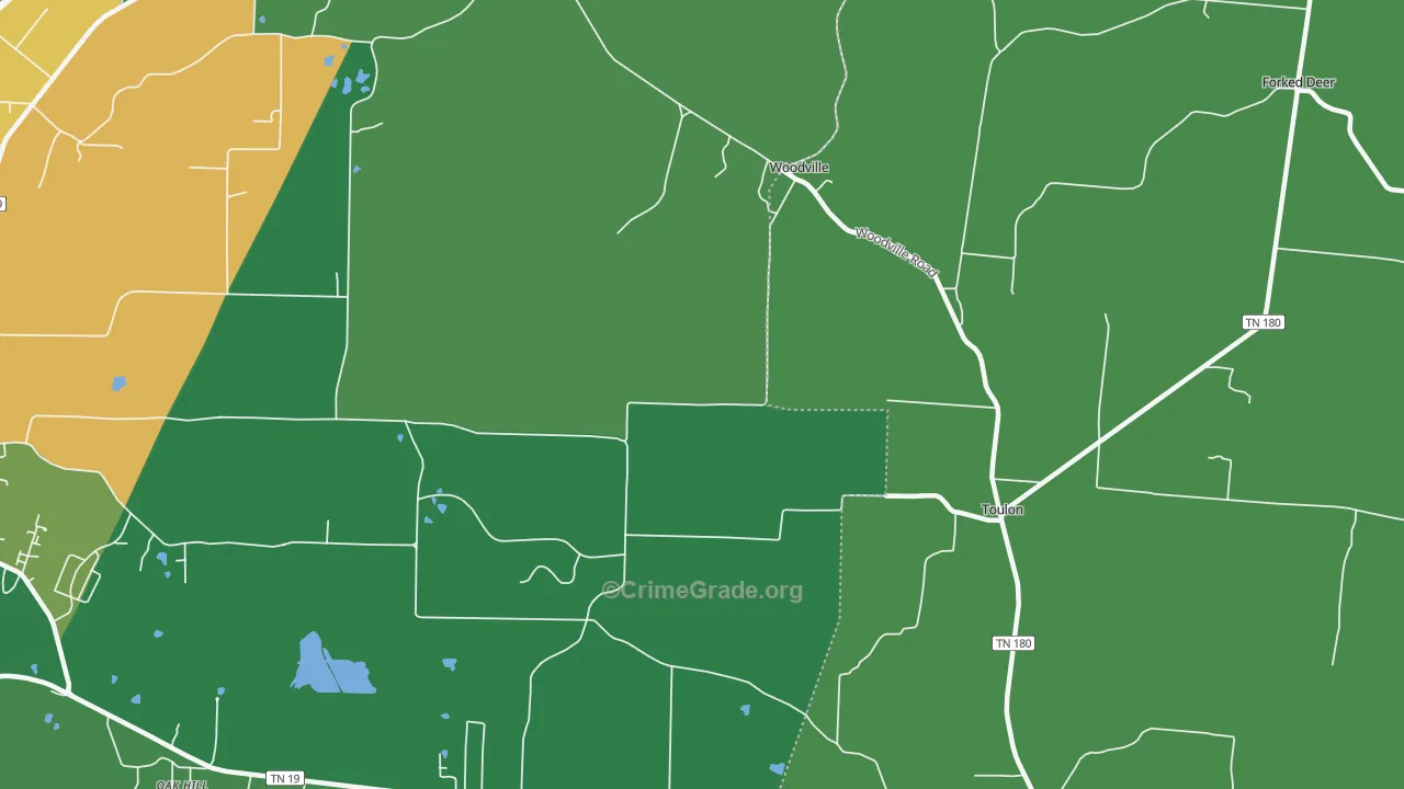 Woodville, TN Map of Drug-Related Crime Rates