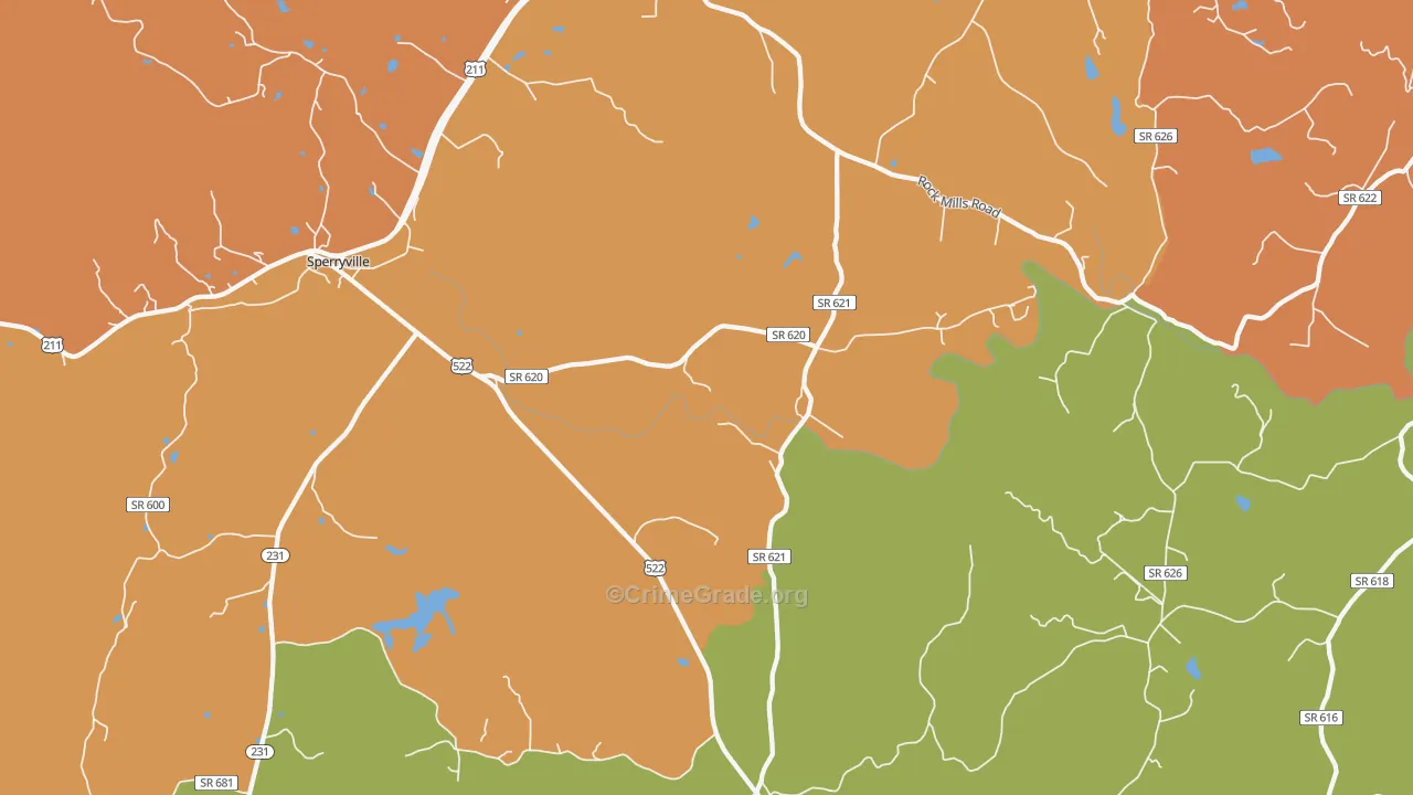 Woodville, VA Map of Drug-Related Crime Rates