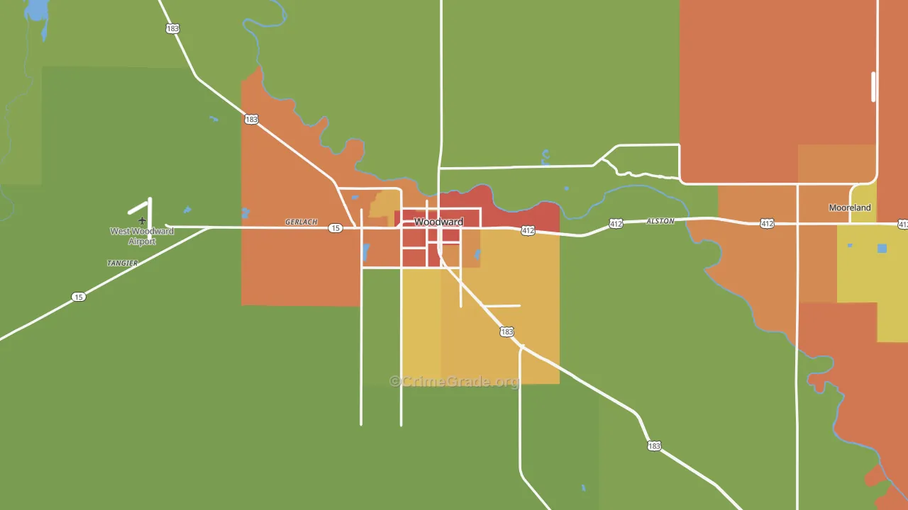 Woodward County, OK Map of Drug-Related Crime Rates