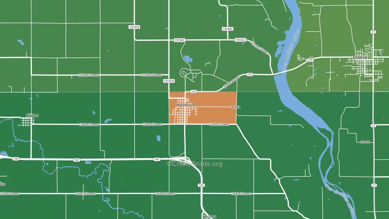 Woodward, IA Map of Drug-Related Crime Rates