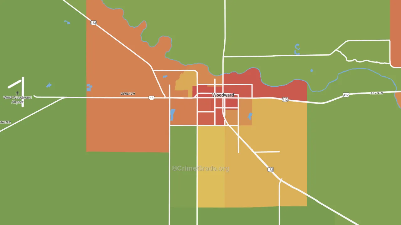 Woodward, OK Map of Drug-Related Crime Rates