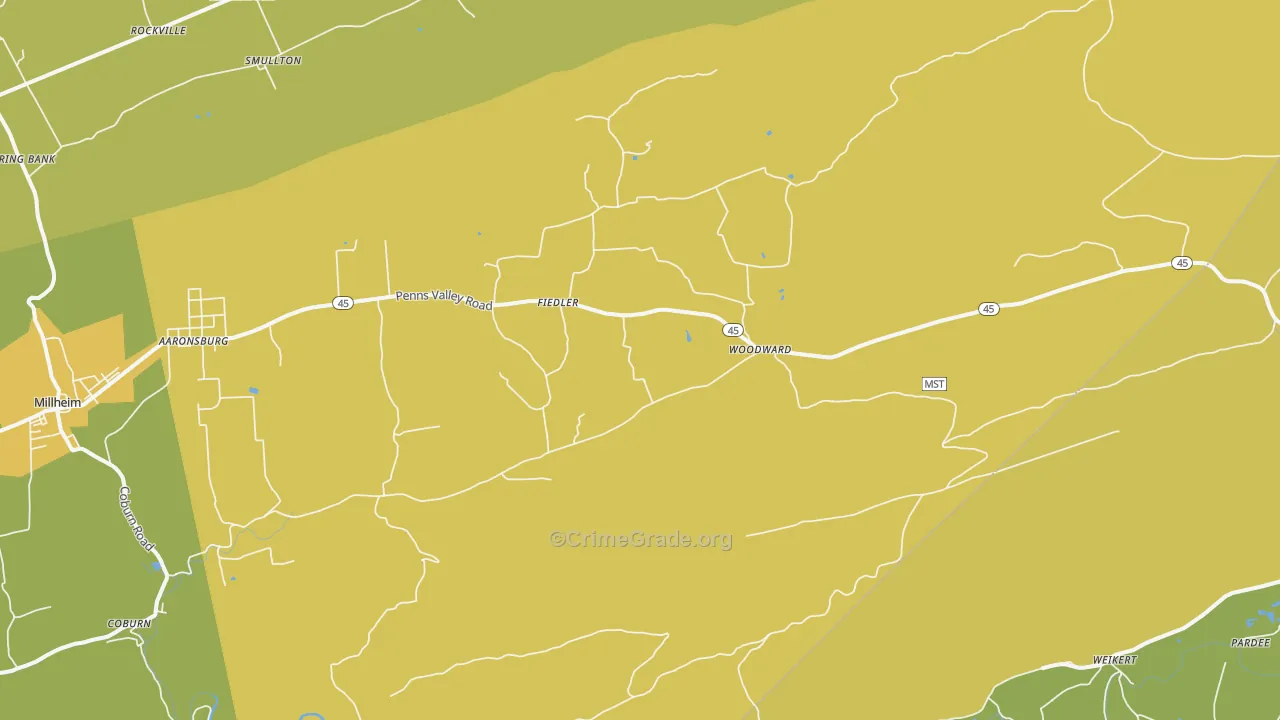 Woodward, PA Map of Drug-Related Crime Rates