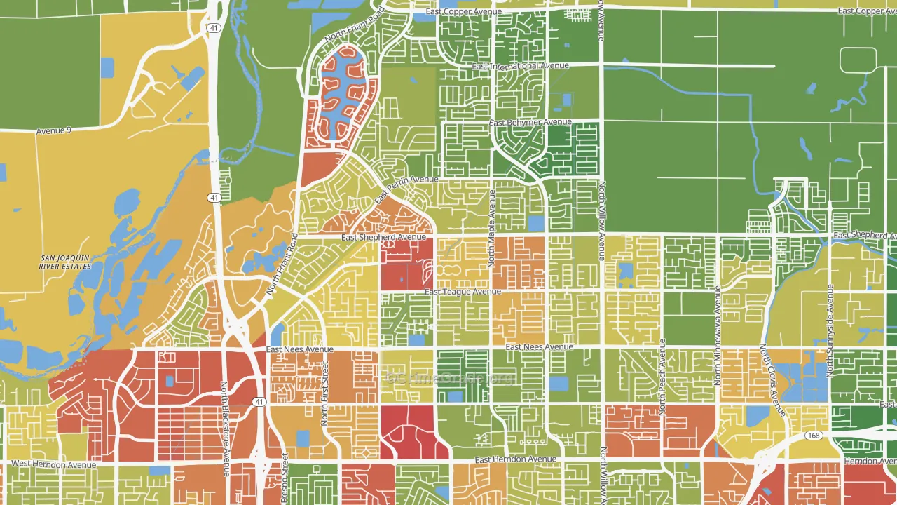 Woodward Park, Fresno, CA Map of Drug-Related Crime Rates
