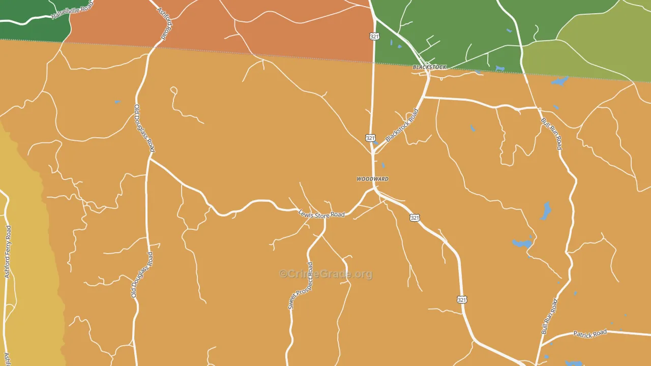 Woodward, SC Map of Drug-Related Crime Rates