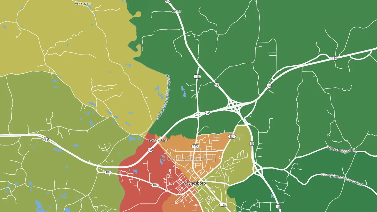 Woodwards, MS Map of Drug-Related Crime Rates