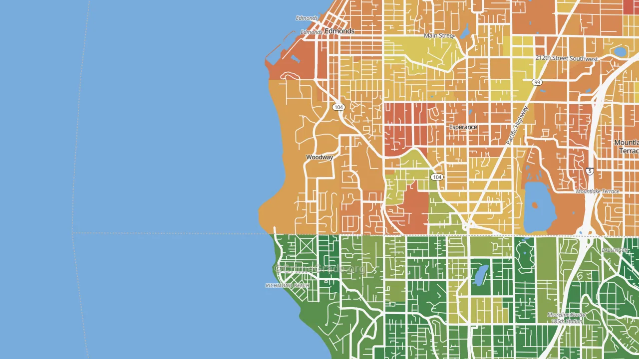Woodway, WA Map of Drug-Related Crime Rates