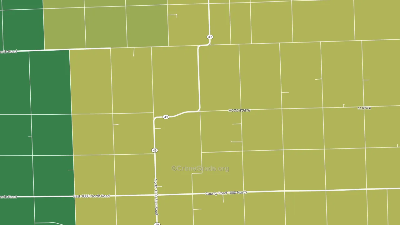 Woodworth, IL Map of Drug-Related Crime Rates