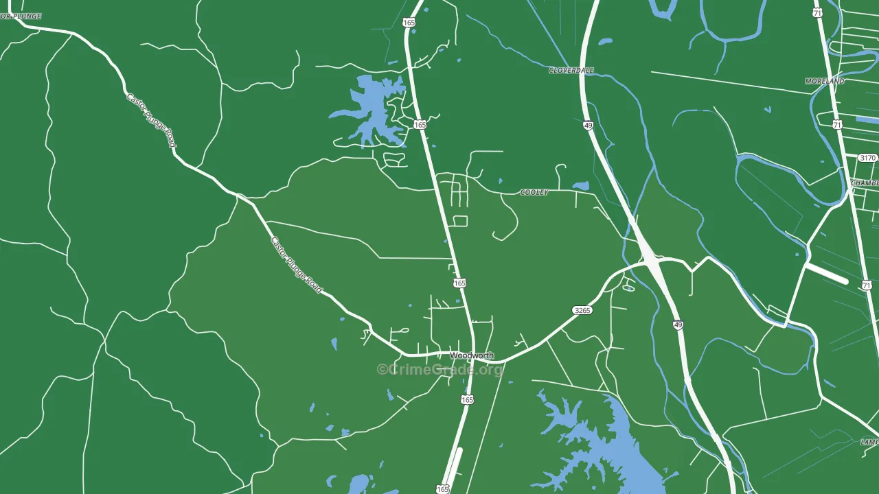 Woodworth, LA Map of Drug-Related Crime Rates