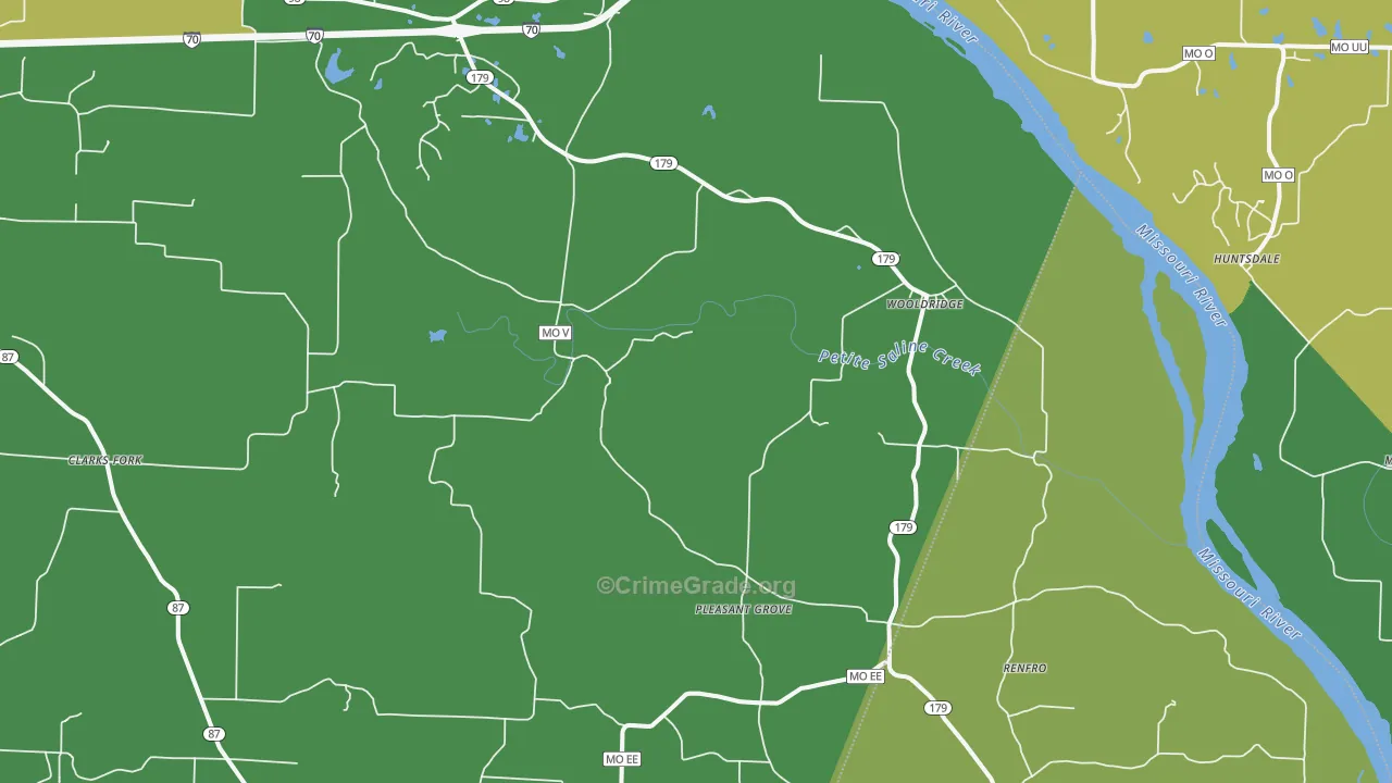 Wooldridge, MO Map of Drug-Related Crime Rates