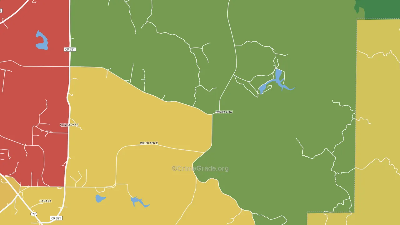 Woolfolk, AL Map of Drug-Related Crime Rates