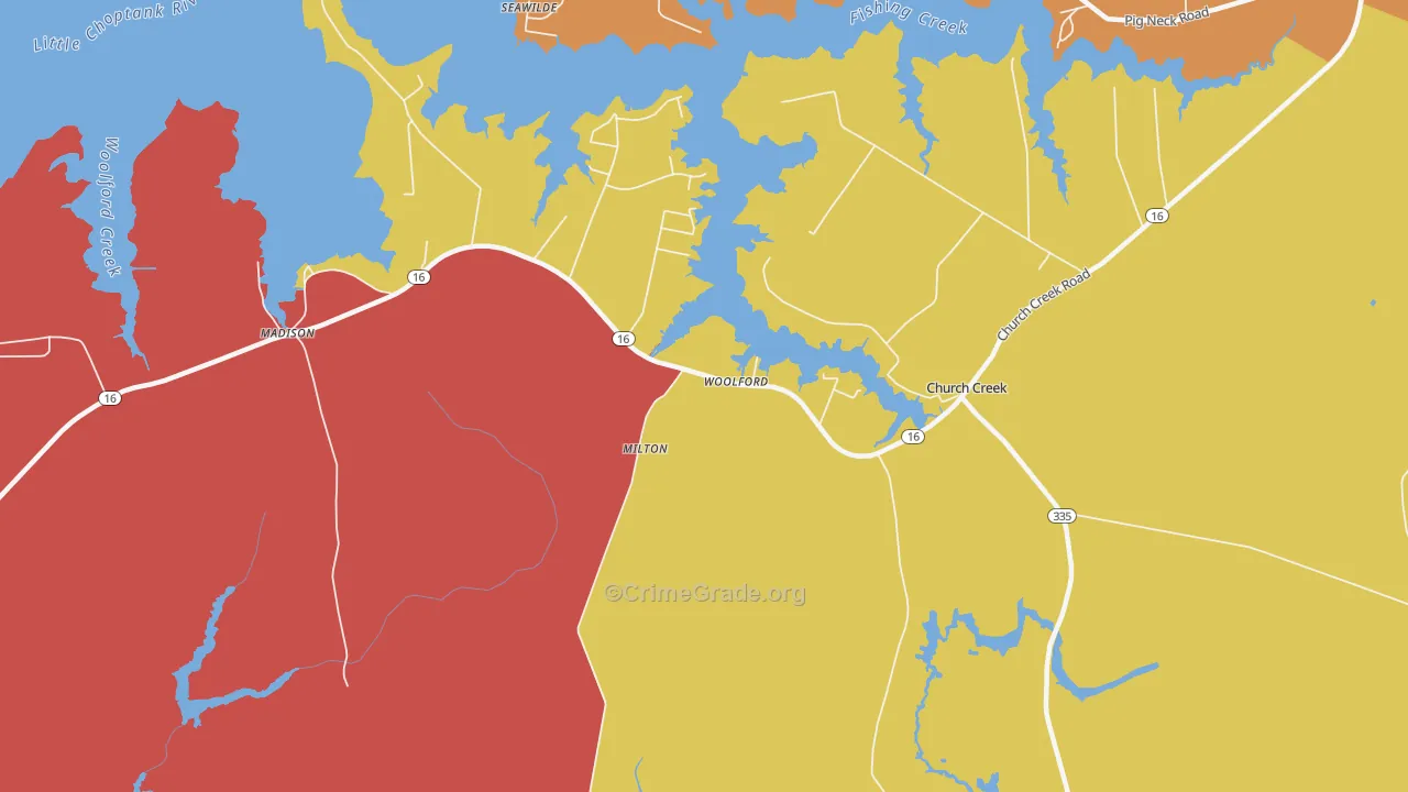 Woolford, MD Map of Drug-Related Crime Rates