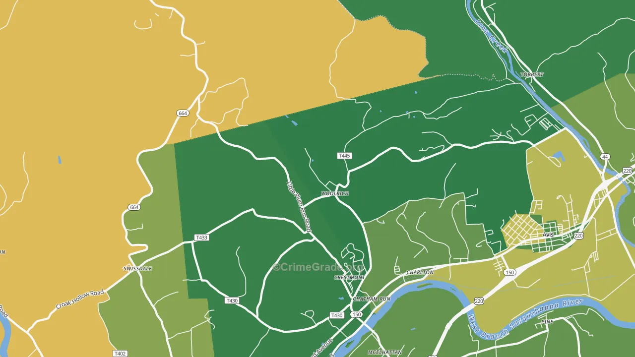 Woolrich, PA Map of Drug-Related Crime Rates