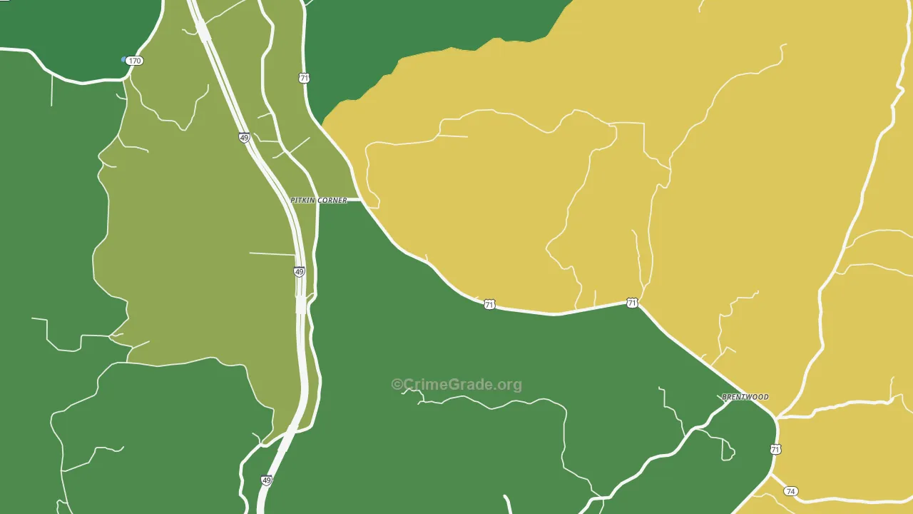 Woolsey, AR Map of Drug-Related Crime Rates