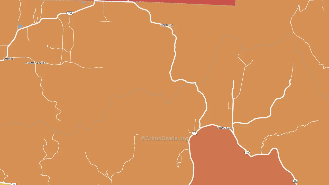 Woolum, AR Map of Drug-Related Crime Rates