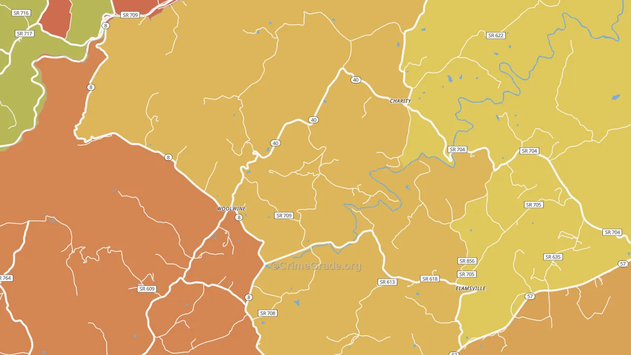 Woolwine, VA Map of Drug-Related Crime Rates
