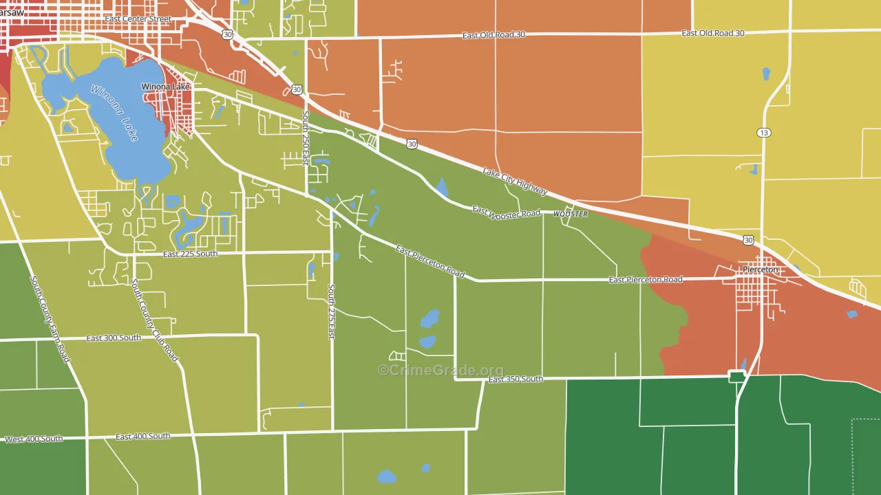 Wooster, IN Map of Drug-Related Crime Rates