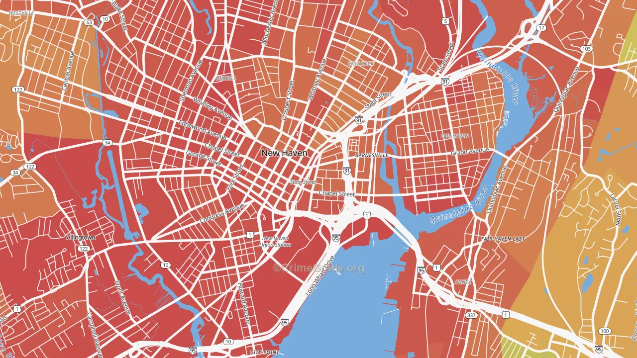 Wooster Square, New Haven, CT Map of Drug-Related Crime Rates