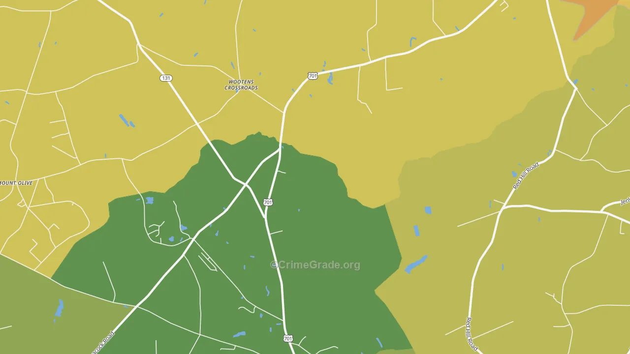 Wootens Crossroads, NC Map of Drug-Related Crime Rates