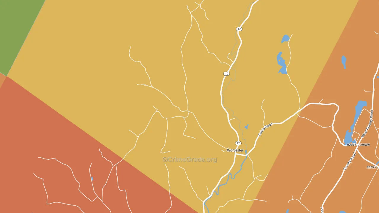 Worcester, VT Map of Drug-Related Crime Rates