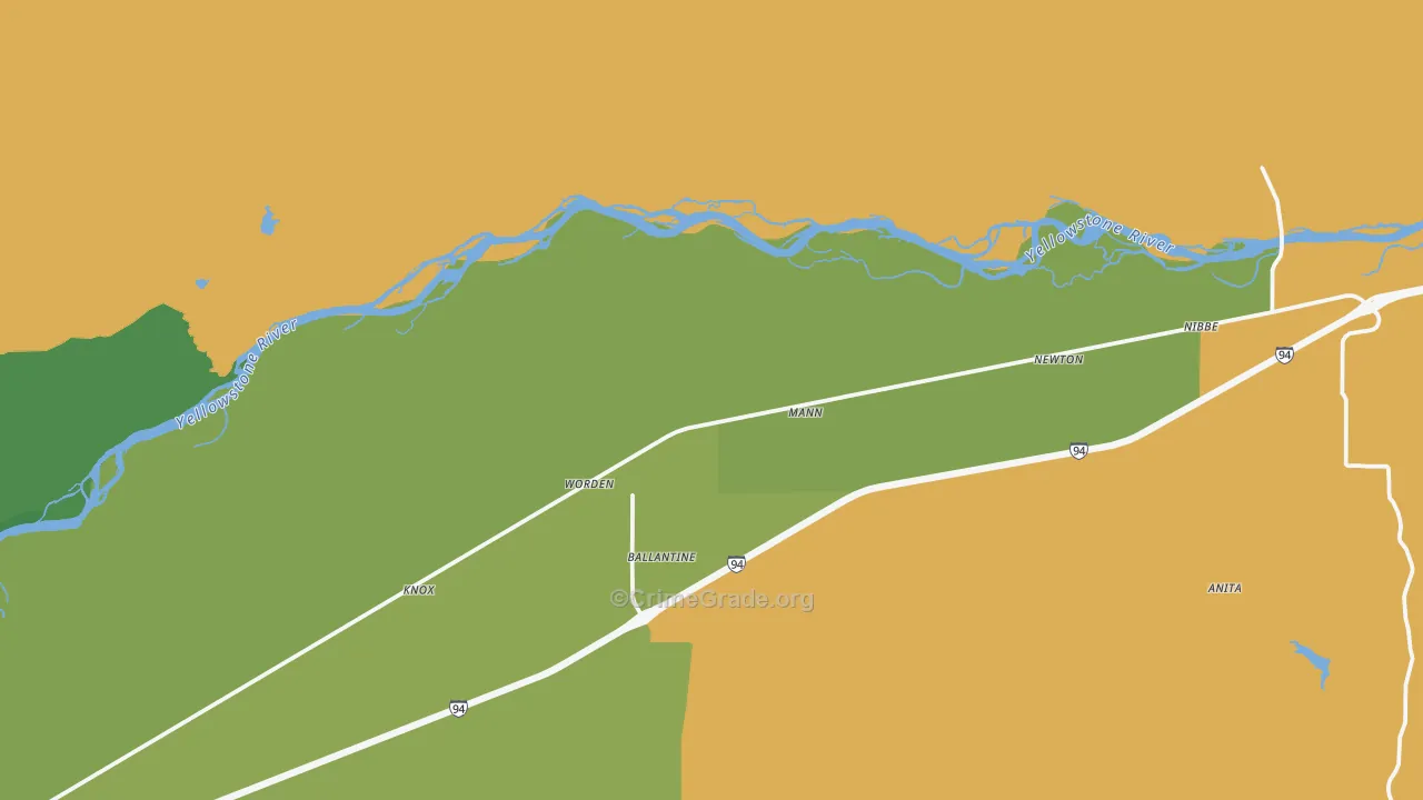 Worden, MT Map of Drug-Related Crime Rates