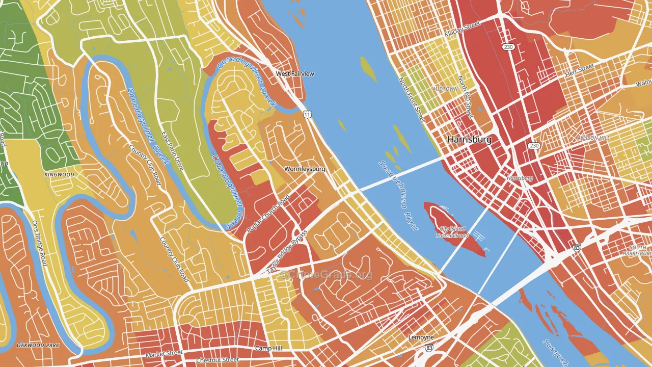 Wormleysburg, PA Map of Drug-Related Crime Rates