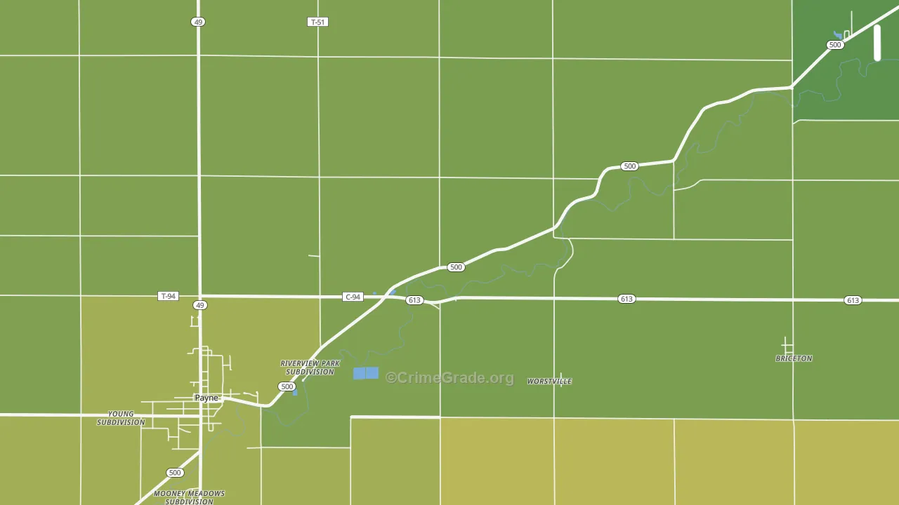 Worstville, OH Map of Drug-Related Crime Rates
