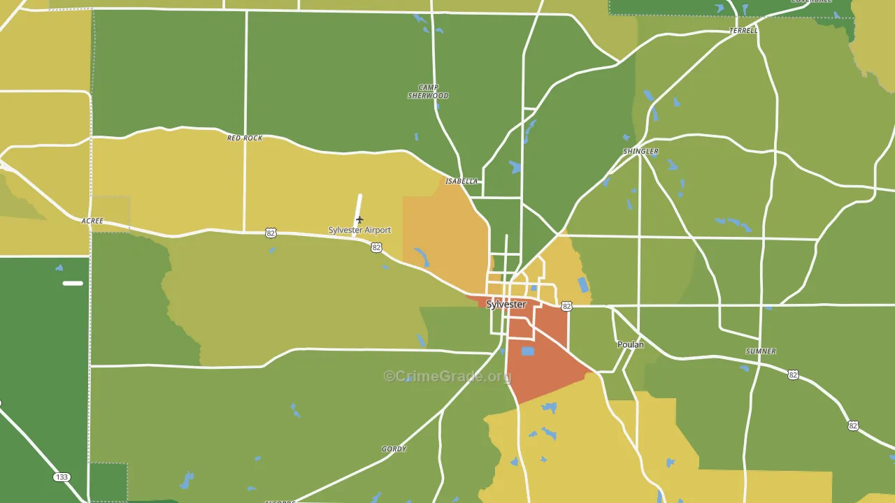 Worth County, GA Map of Drug-Related Crime Rates