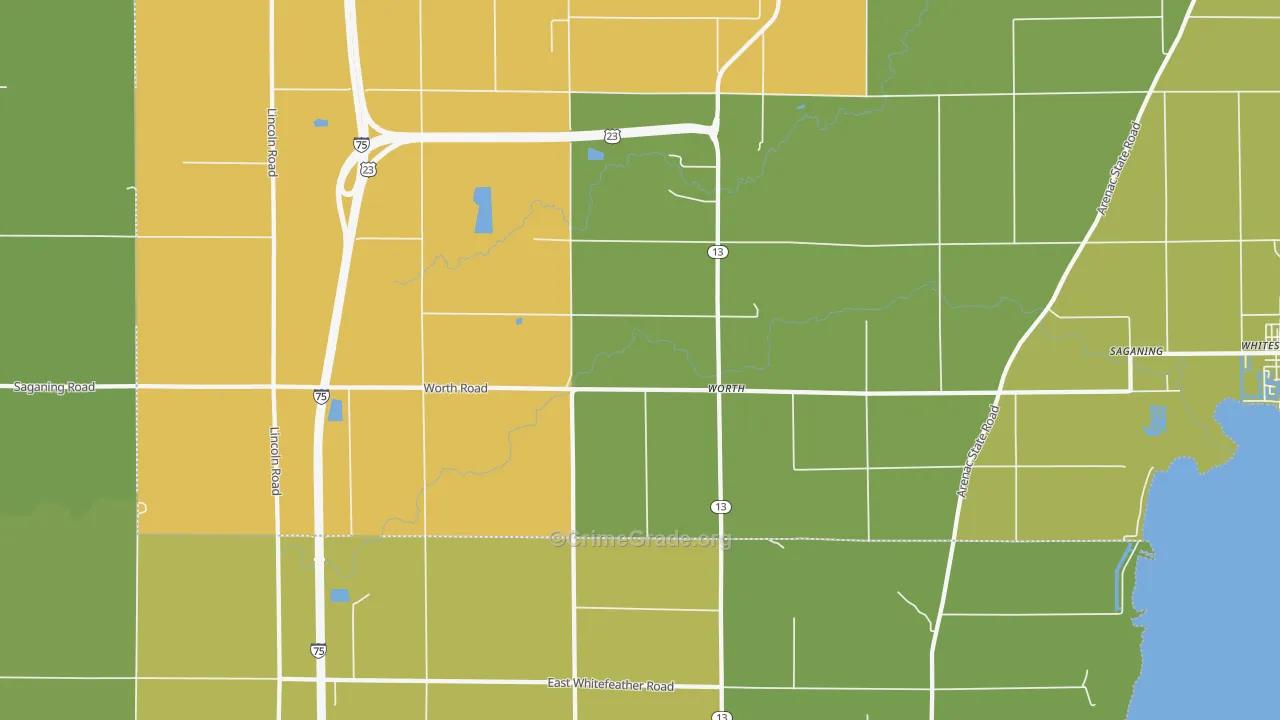 Worth, MI Map of Drug-Related Crime Rates