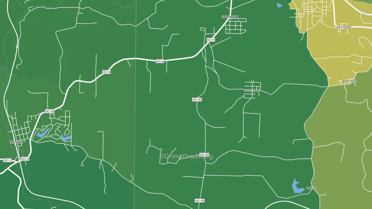 Wortham, MO Map of Drug-Related Crime Rates