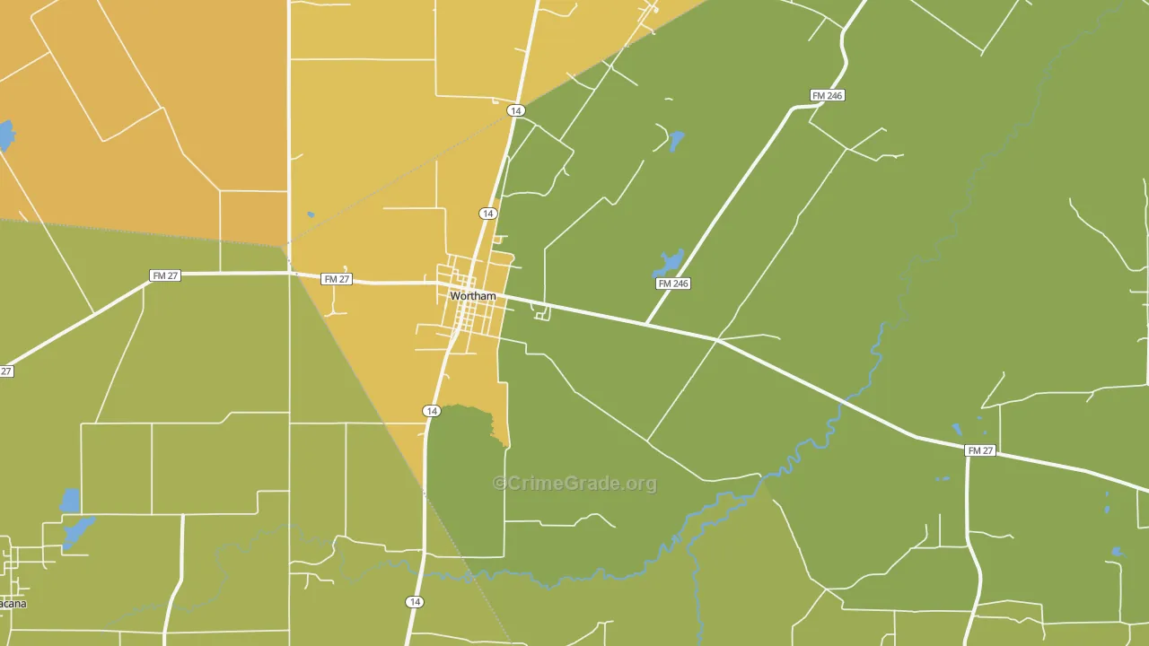 Wortham, TX Map of Drug-Related Crime Rates