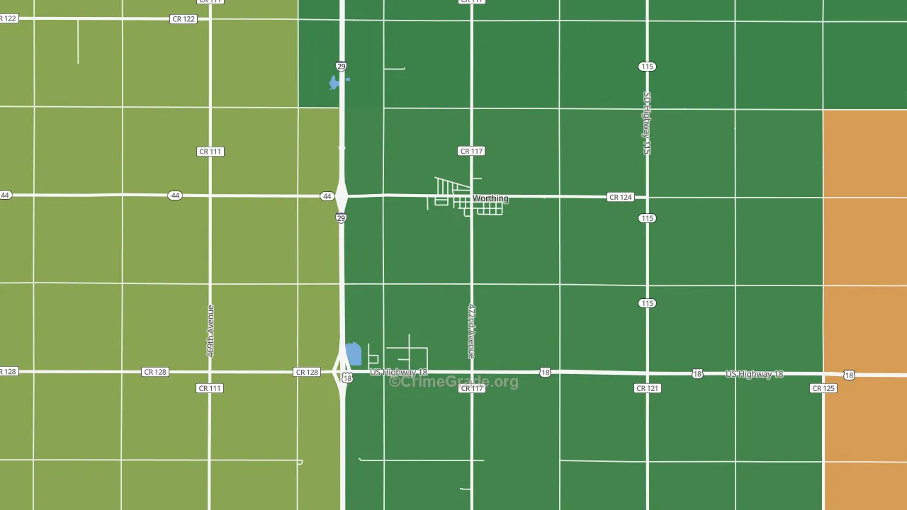Worthing, SD Map of Drug-Related Crime Rates