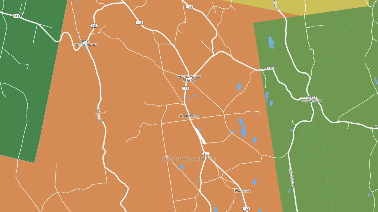 Worthington, MA Map of Drug-Related Crime Rates