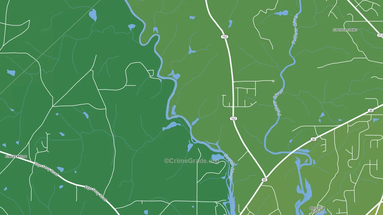 Worthville, GA Map of Drug-Related Crime Rates