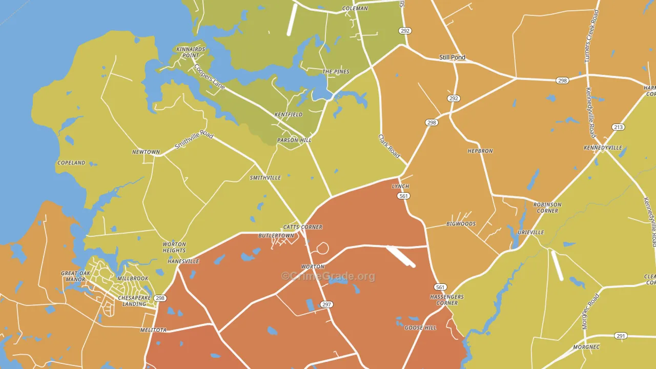 Worton, MD Map of Drug-Related Crime Rates