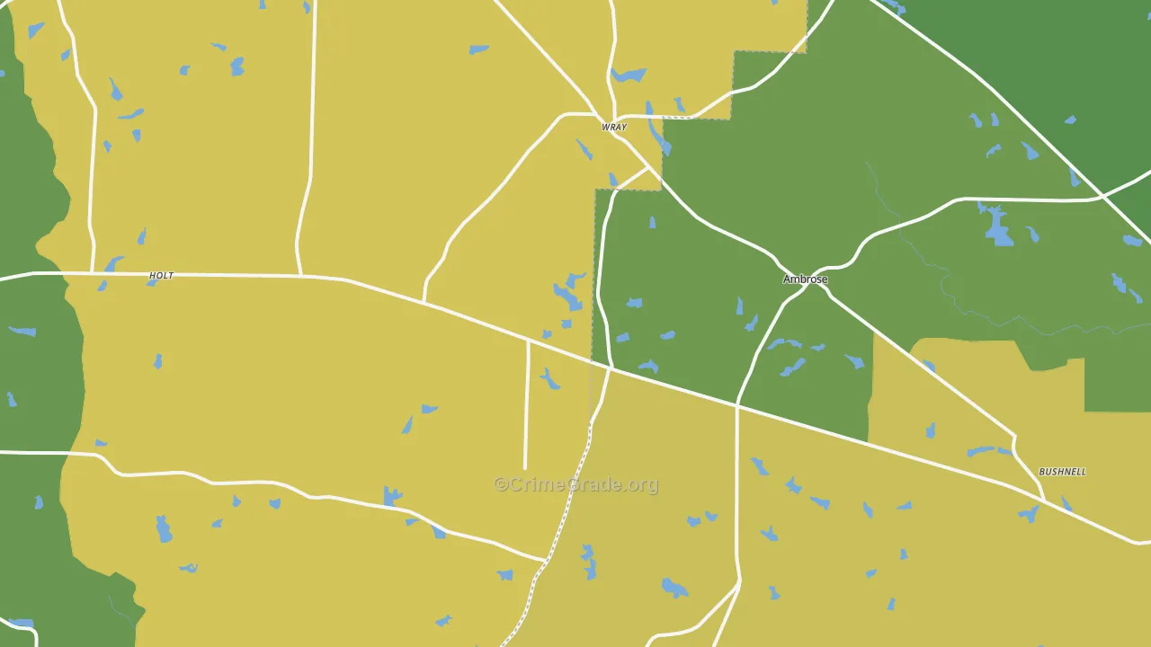Wray, GA Map of Drug-Related Crime Rates