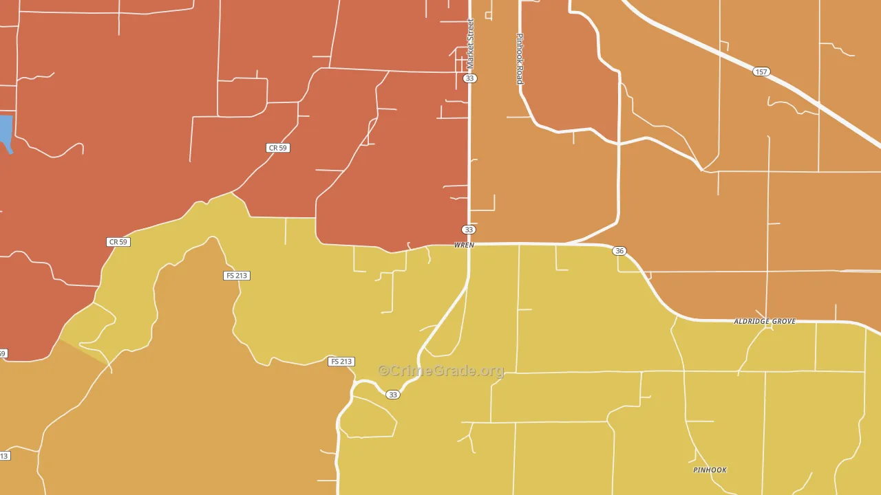 Wren, AL Map of Drug-Related Crime Rates