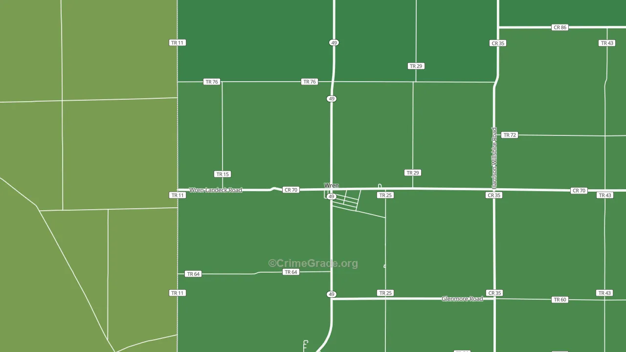 Wren, OH Map of Drug-Related Crime Rates
