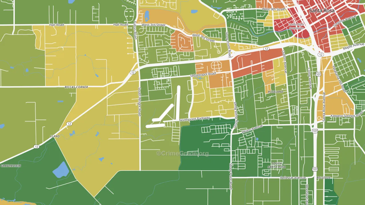 Wright Area, Santa Rosa, CA Map of Drug-Related Crime Rates