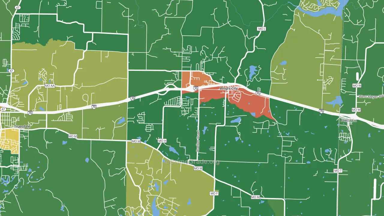 Wright City, MO Map of Drug-Related Crime Rates