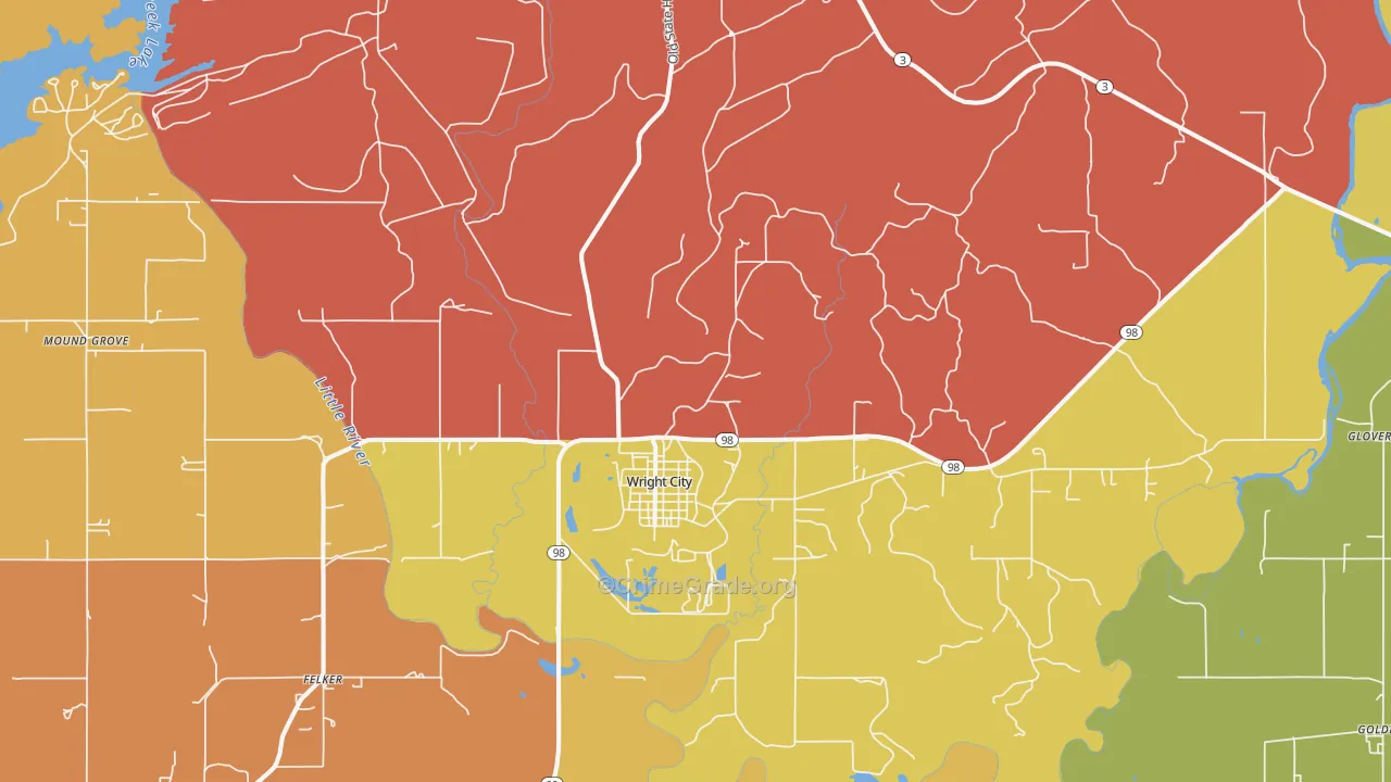 Wright City, OK Map of Drug-Related Crime Rates