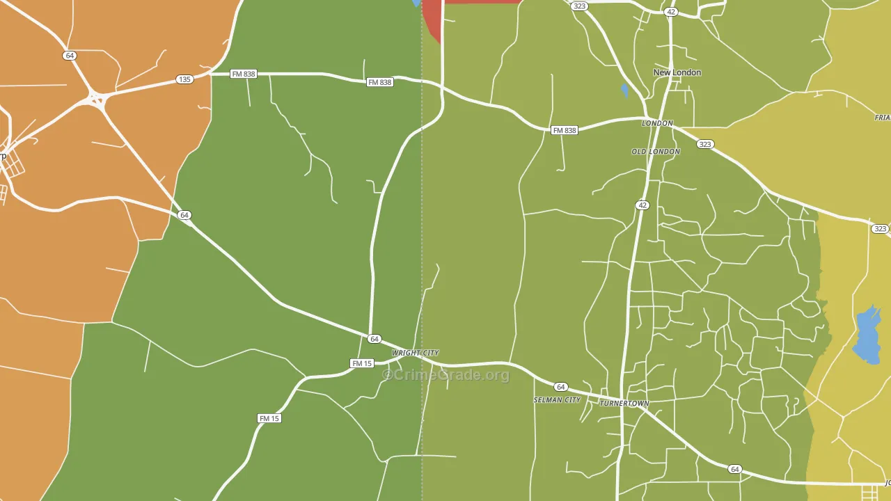 Wright City, TX Map of Drug-Related Crime Rates