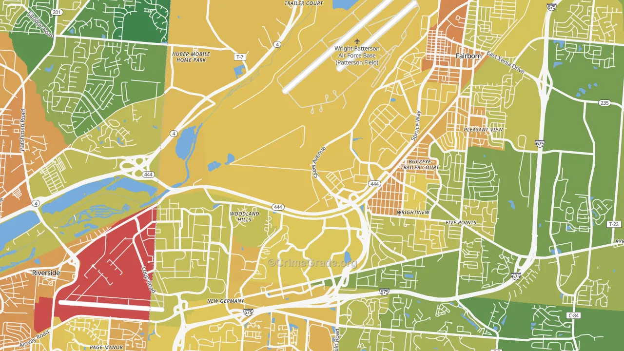 Wright-Patterson AFB, OH Map of Drug-Related Crime Rates