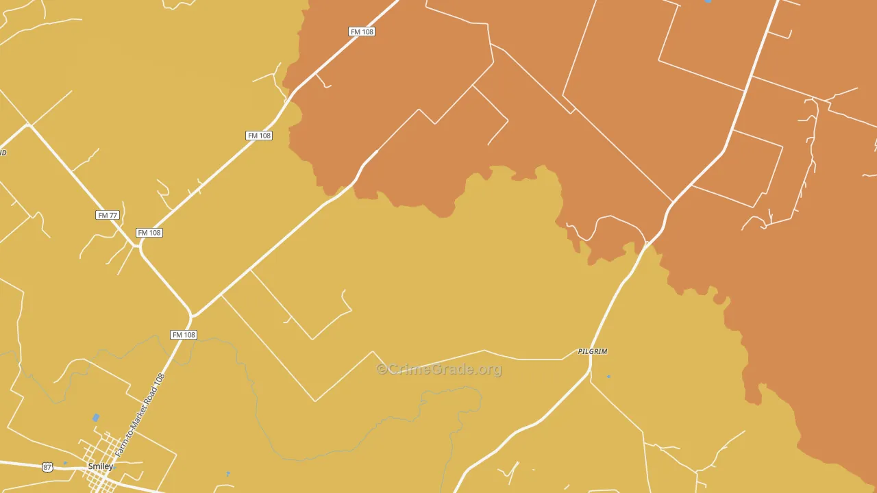 Wrightsboro, TX Map of Drug-Related Crime Rates
