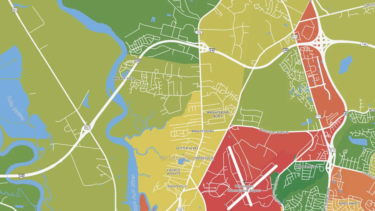 Wrightsboro, Wilmington, NC Map of Drug-Related Crime Rates