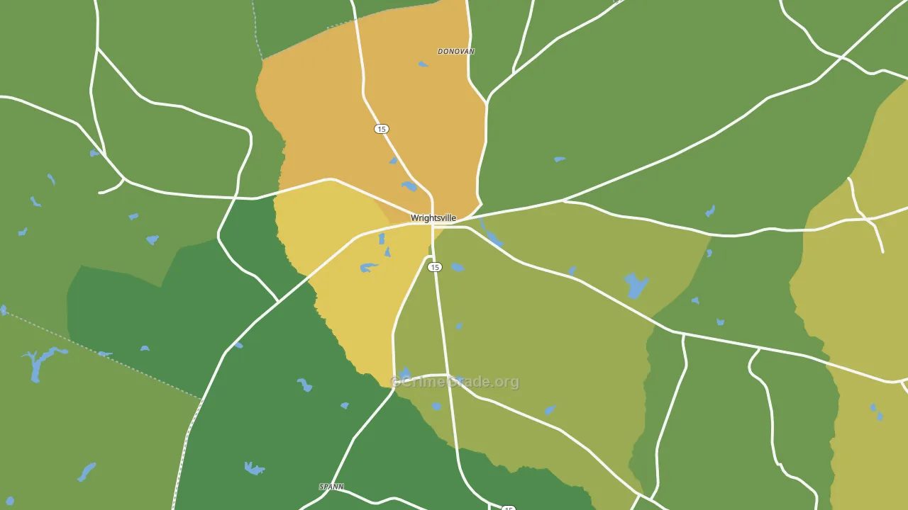 Wrightsville, GA Map of Drug-Related Crime Rates